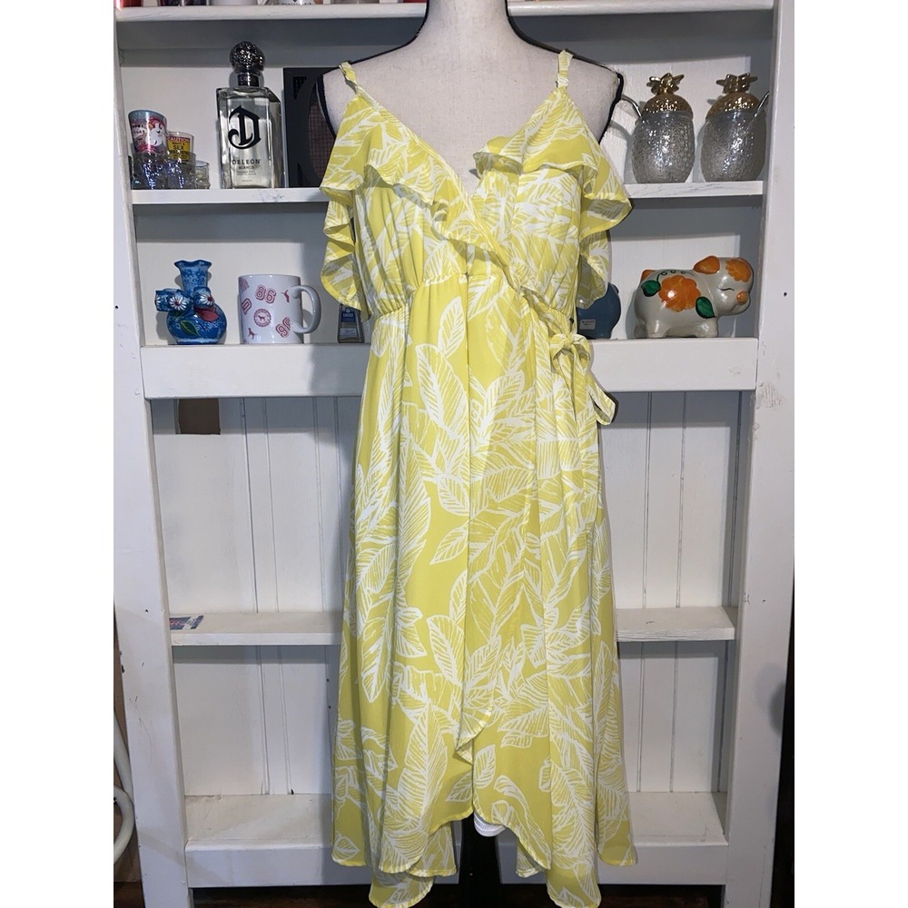 Torrid Yellow Floral Ruffle Cami Dress Size 1 Plus Size